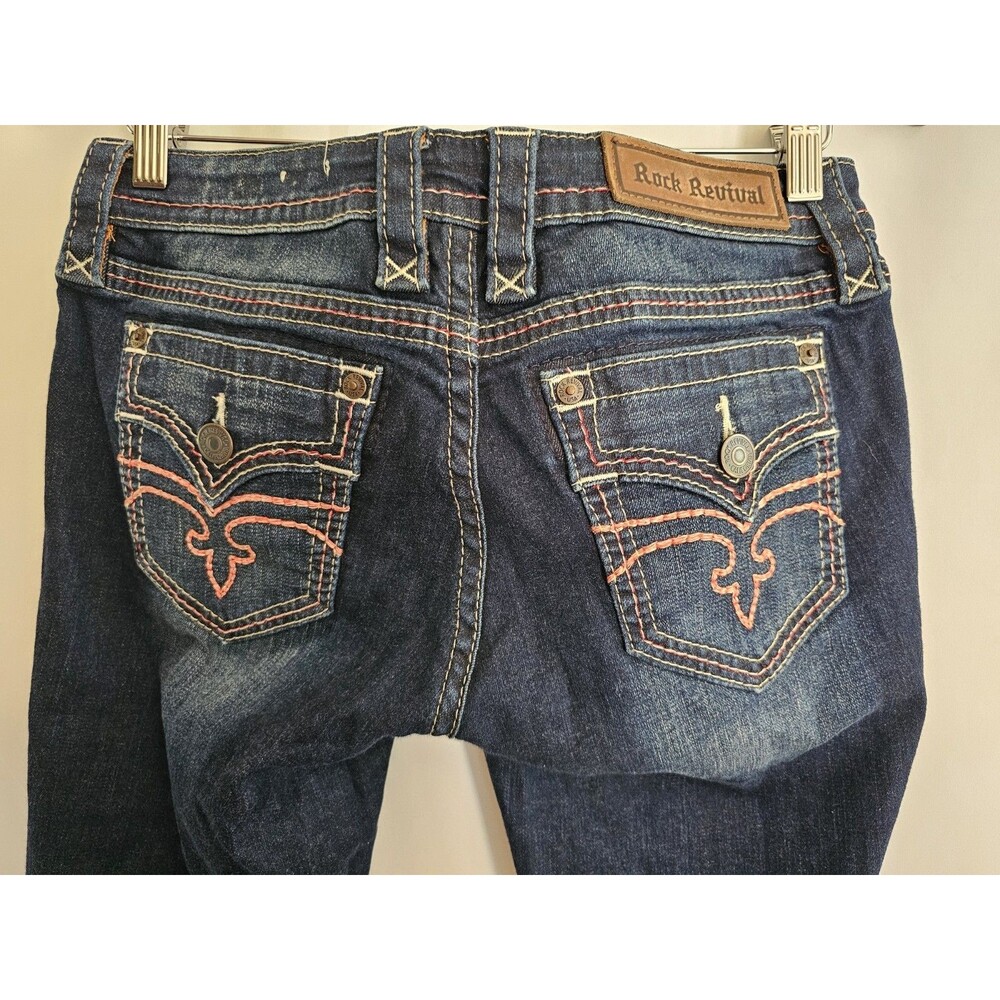 Rock Revival Alivia Skinny Jeans Womens Size 28 Blue Low Rise 33 Inseam